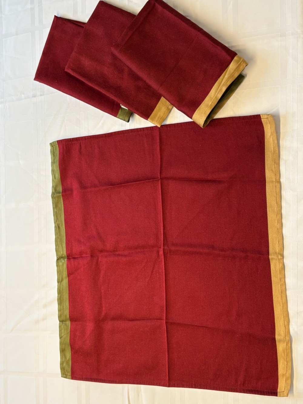 Pier 1 Spicy Color Block Napkin in Burgundy and Olive